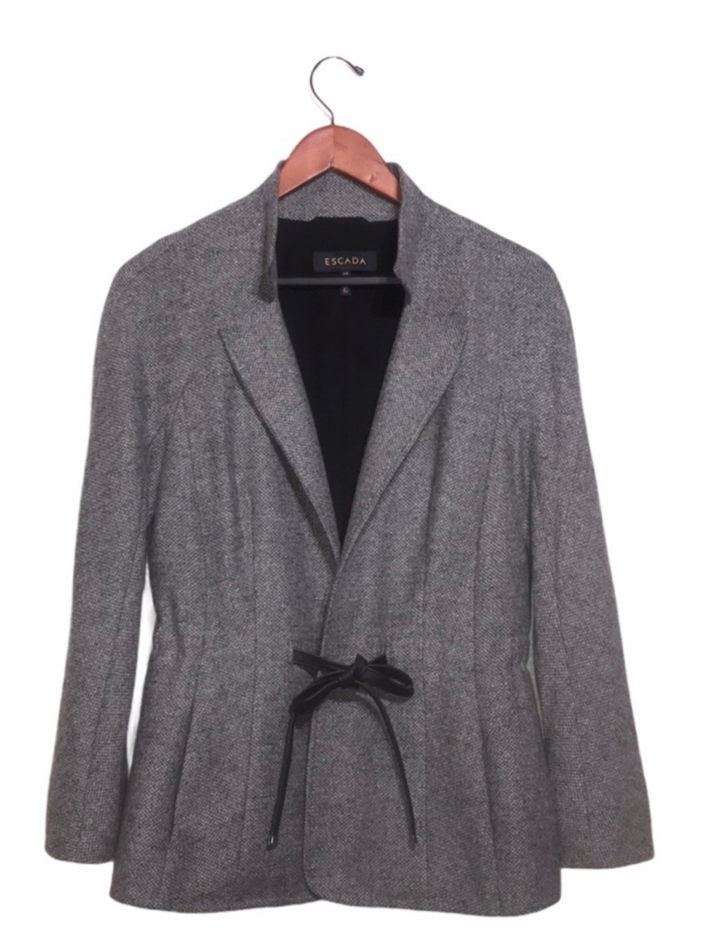 Escada Women's Cashmere/Silk Blend Gray Tailored Belted Blazer